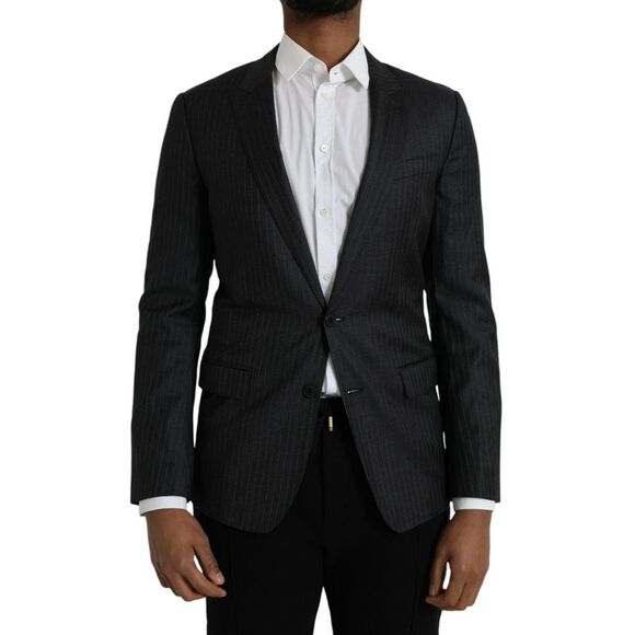 Dolce & Gabbana Black Stripe MARTINI Single Breasted Coat Men's Blazer